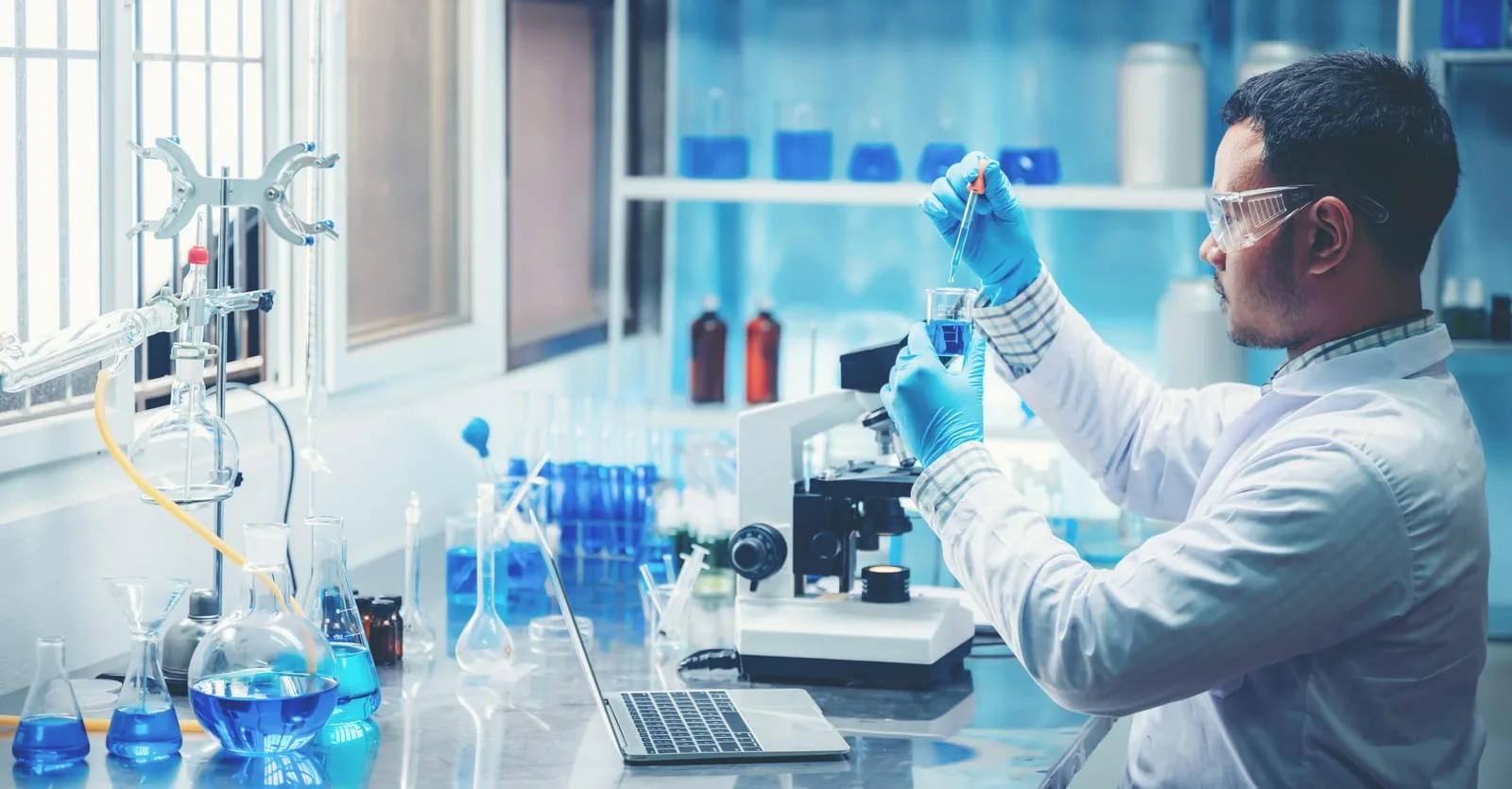 Researcher documenting evidence in a controlled laboratory environment.