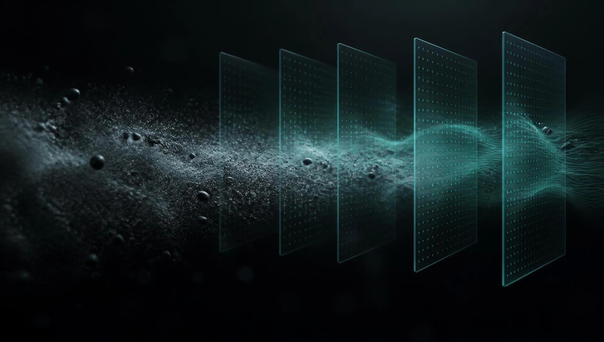 Concept visualization of particulate flow passing through sensing planes